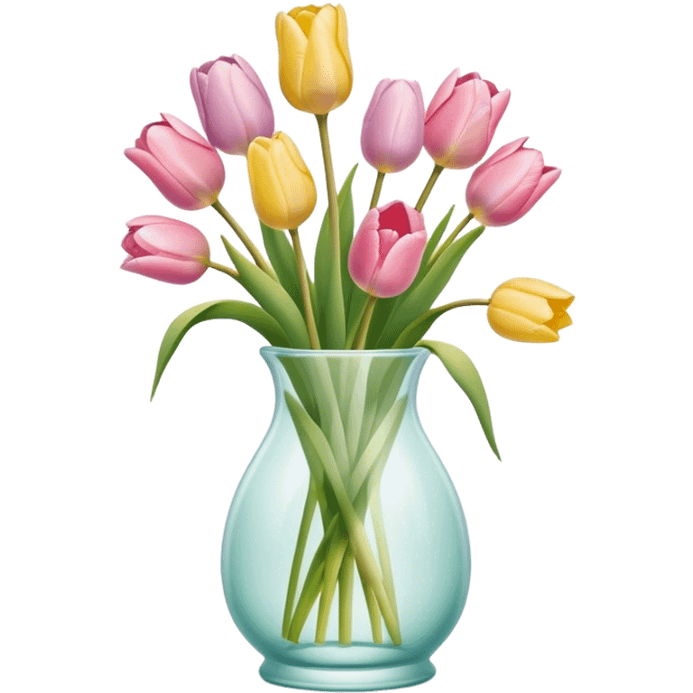 pastel tulips in glass vase emoji