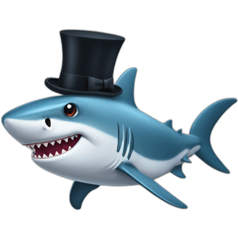 Shark with a top hat emoji