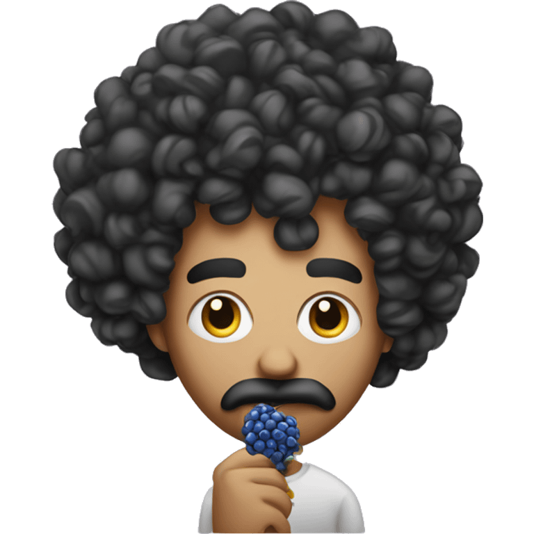 Curly head Mexican holding a blueberry vape emoji