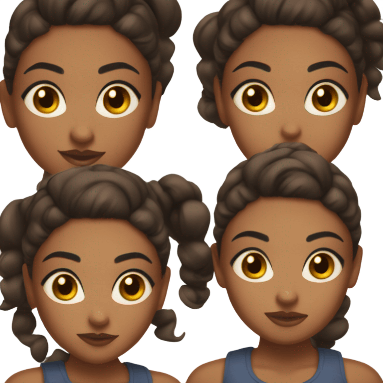 A brown skin girl with dark brown eyes, dark brown eyebrows, wearing a crop top and a slicked back bun ￼ emoji