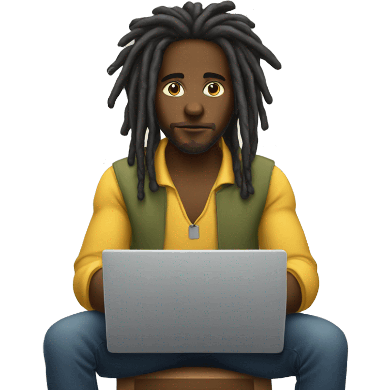 Black-guy-with-dreads-sitting-down-on-chair facing-foward-focused-on-laptop-computer- emoji