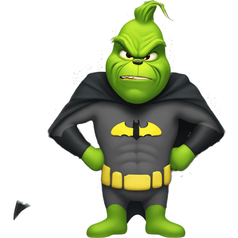 The Grinch dressed up like Batman emoji