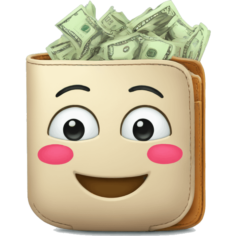 full of money wallet with happy emotion emoji