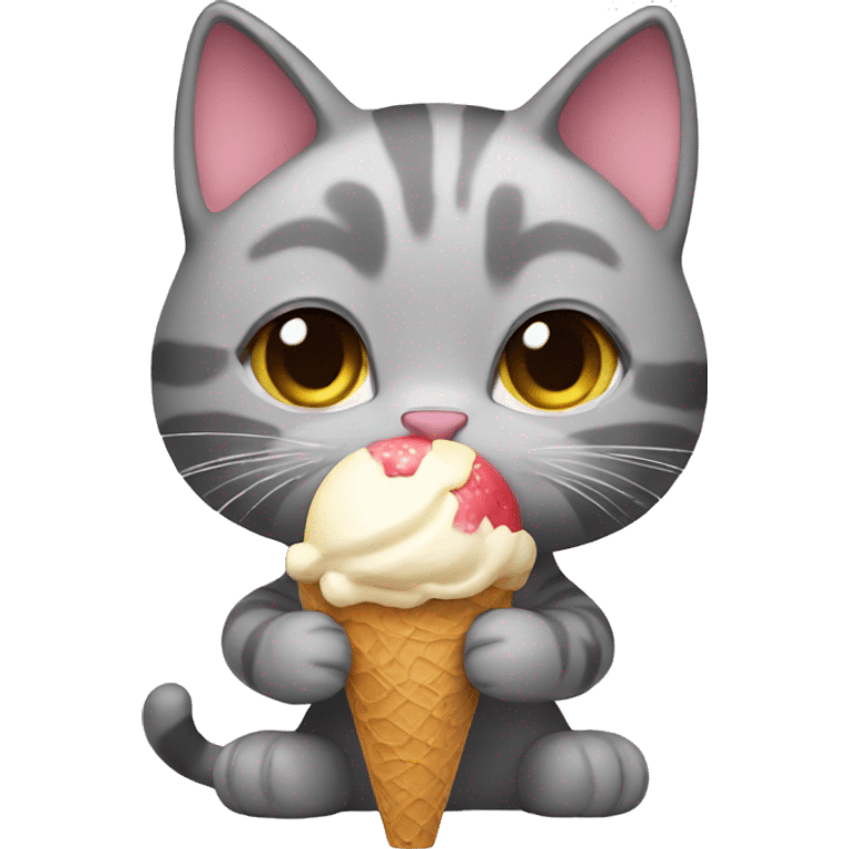  Kitty eating ice cream emoji