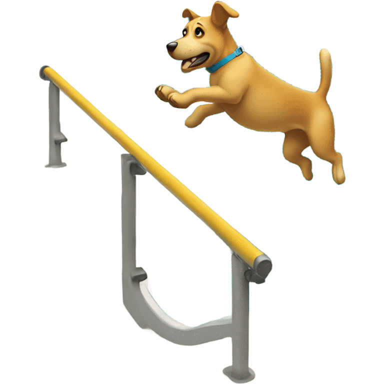 Dog jumping off of a diving board into a swimming pool emoji