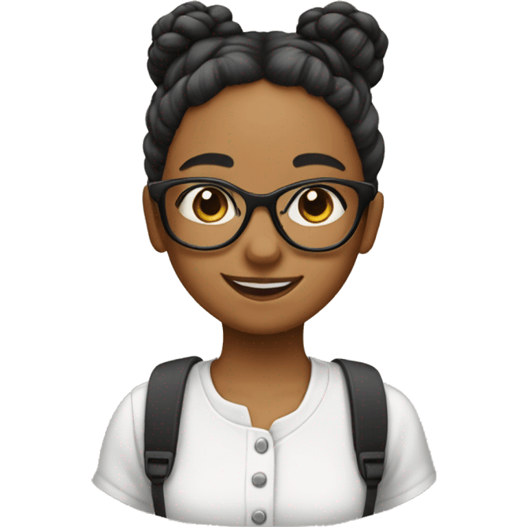 girl ith a hair bun and glasses and braces emoji