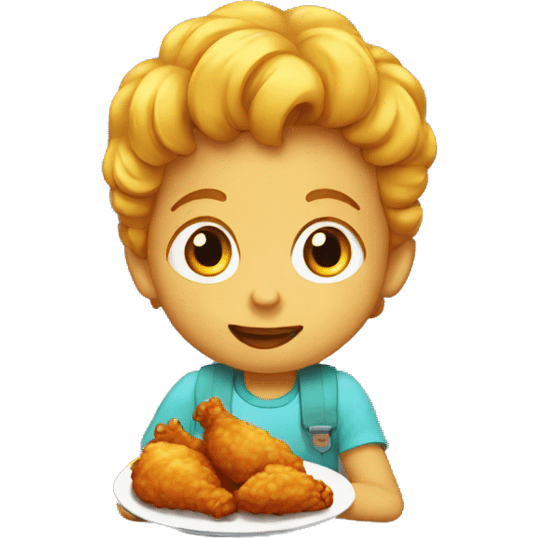 Kid eating fried chicken  emoji