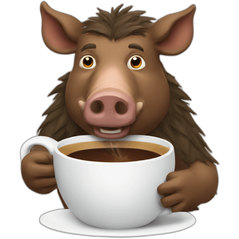 boar drinking hot coffee emoji