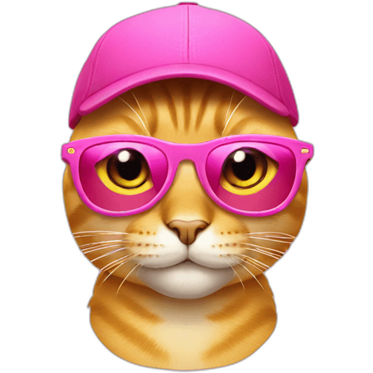 yellow cat emoji in pink sunglasses and cap emoji