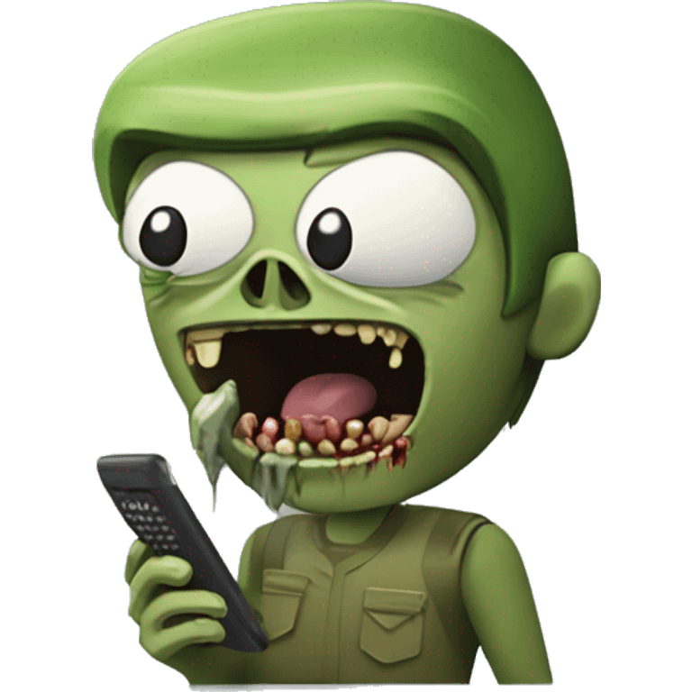 zombie che cammina guardando il telefono con la testa chinata emoji