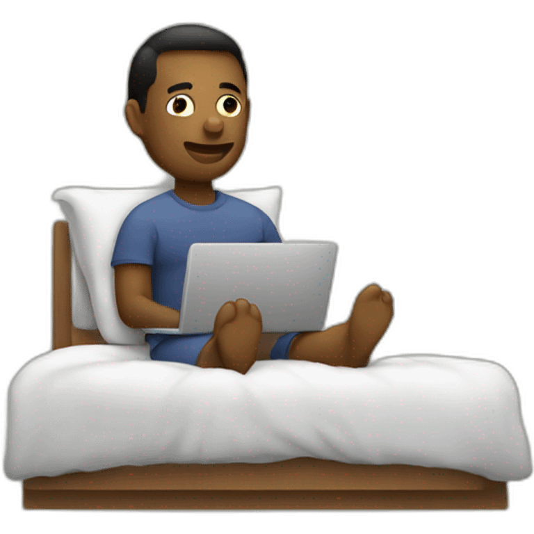 working in bed with laptop emoji