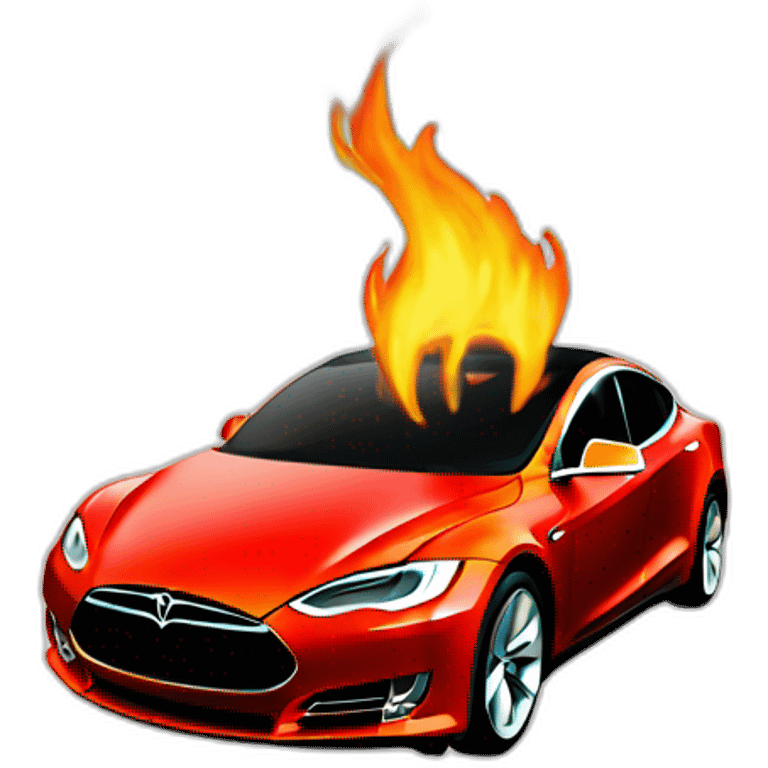 Tesla en feu emoji