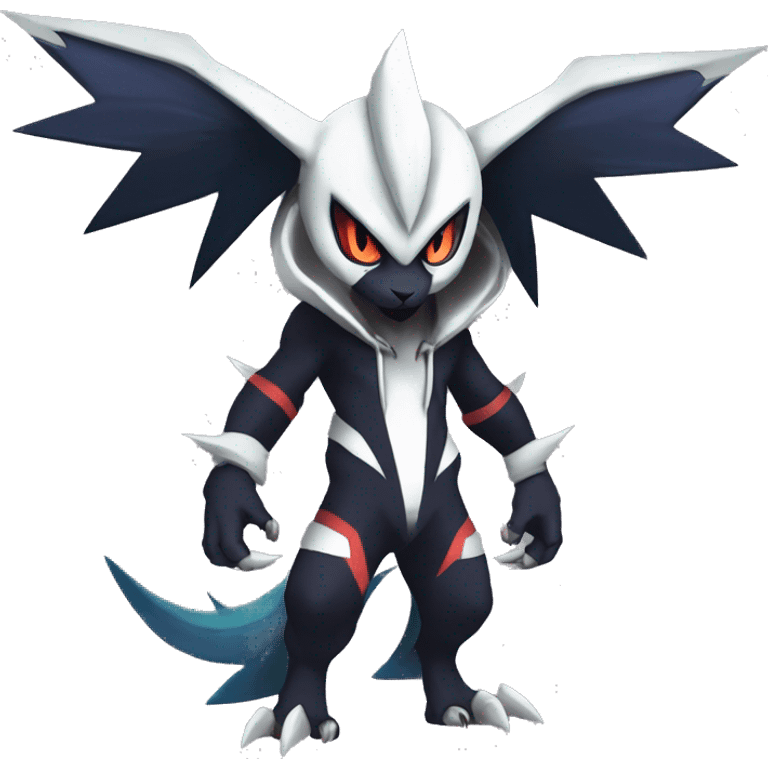 Cool Dark Edgy Absol-Noivern-Quilava-Litten-Pokémon with edgy stripes hoodie spiked collar punk Full Body emoji