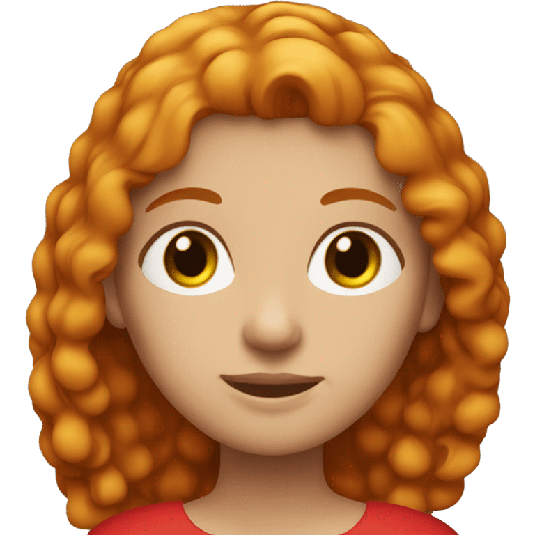 Ginger girl medium straight hair brown eyes in a red dress emoji