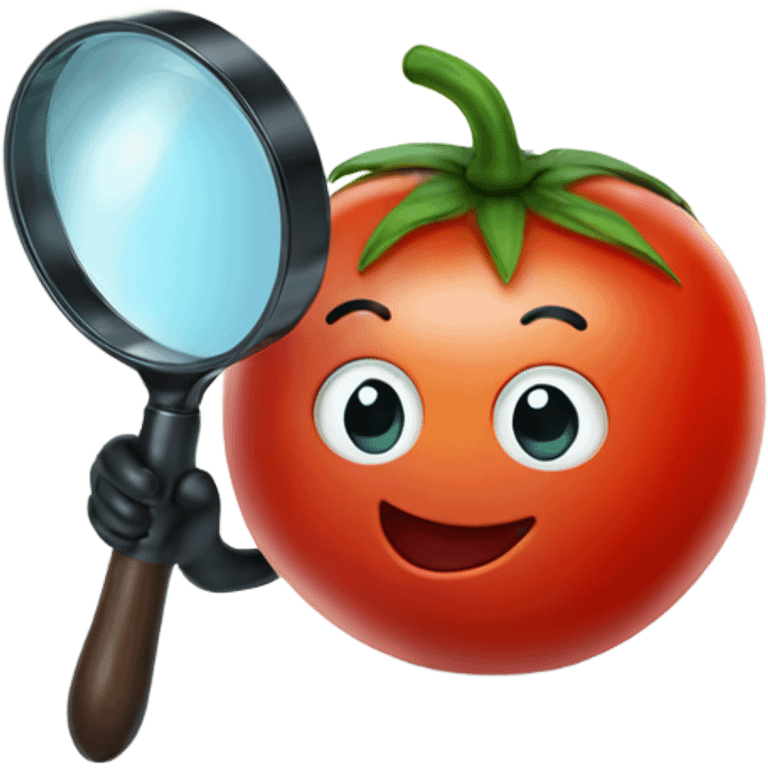 happy tomato with magnifying glass in hand emoji