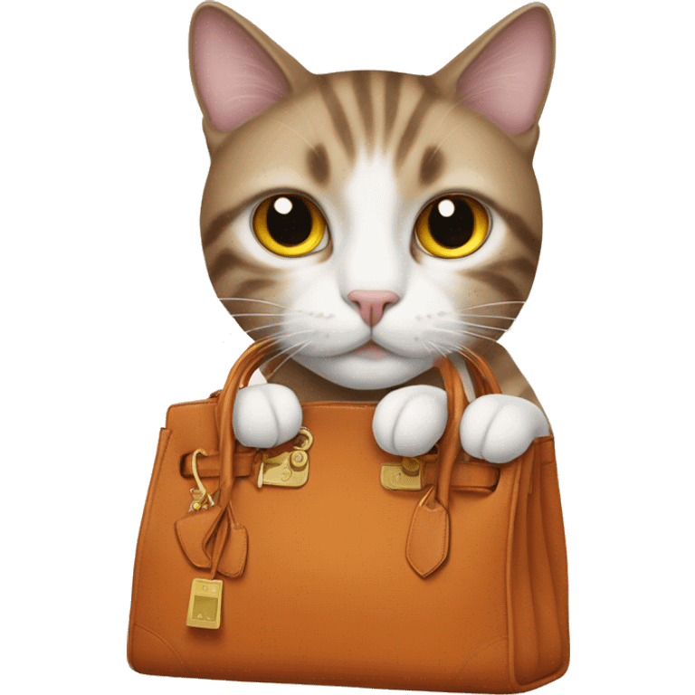 A cat wearing a Hermes bag emoji