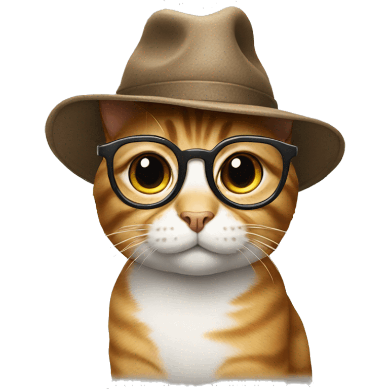 Cat with hat wearing spectacles emoji