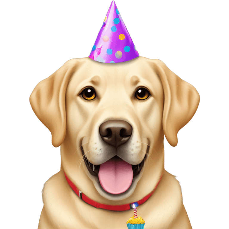 Labrador retriever golden in birthday hat emoji