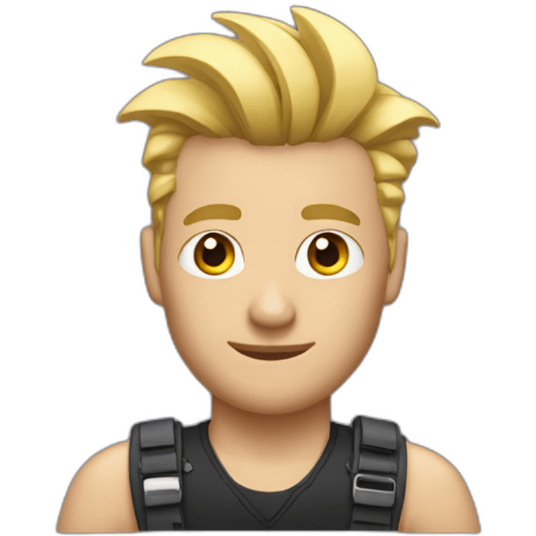 man with blonde faux hawk holding iphone emoji