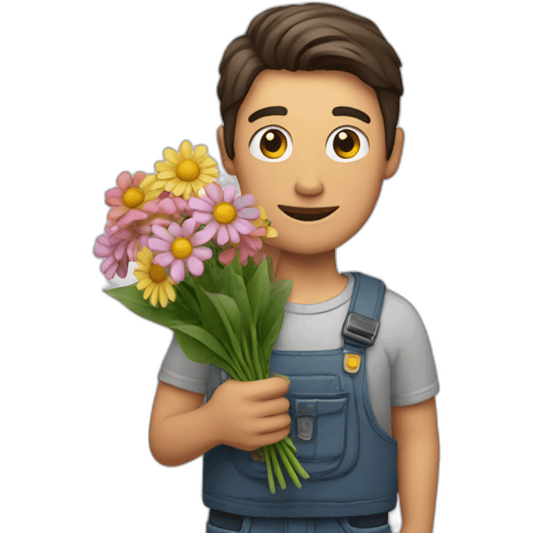 MAN HOLDING A CAMERA AND FLOWERS emoji