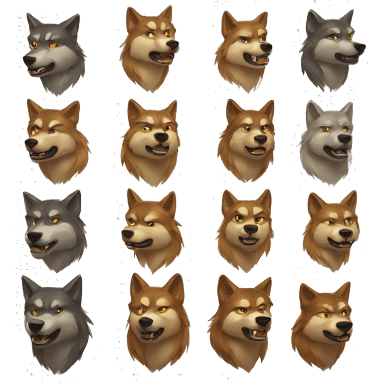 pack of muscular wolves emoji