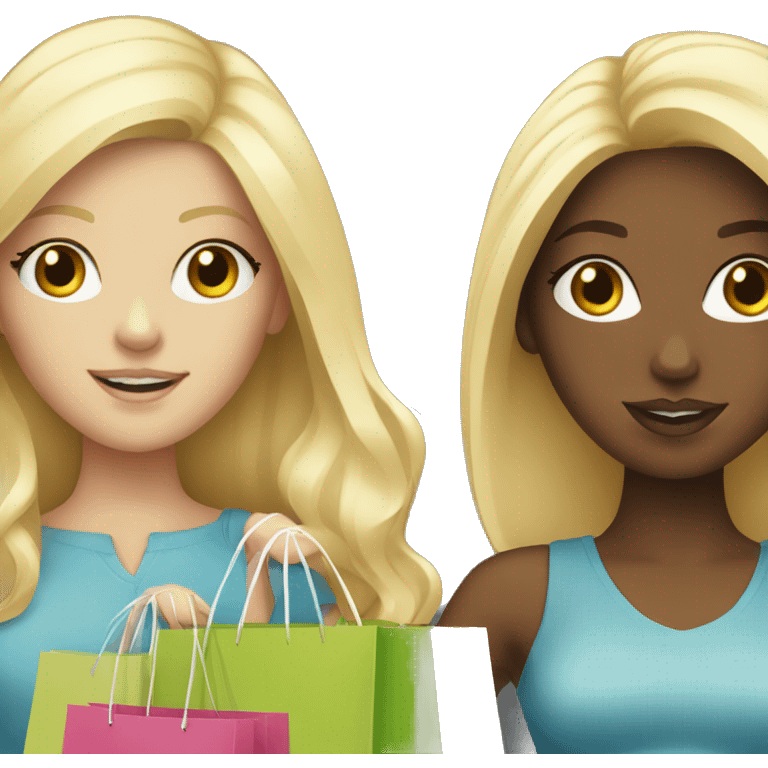 two blonde haired white girls with shopping bags emoji