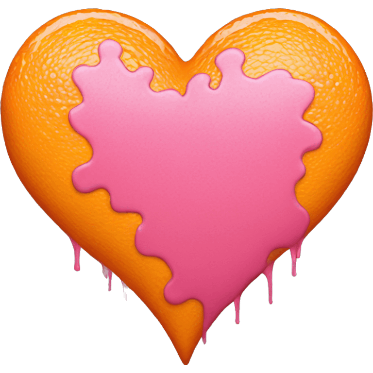 Orange pink grunge heart  emoji