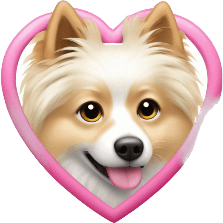 White and blonde spots spitz in a pink heart emoji