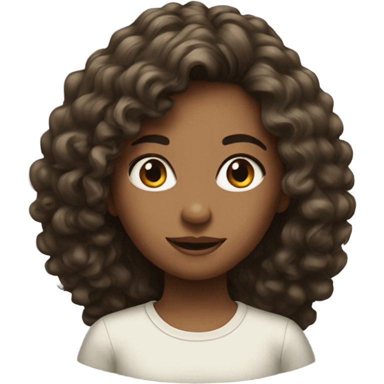 realistic portrait of girl and less frizzy hair  emoji