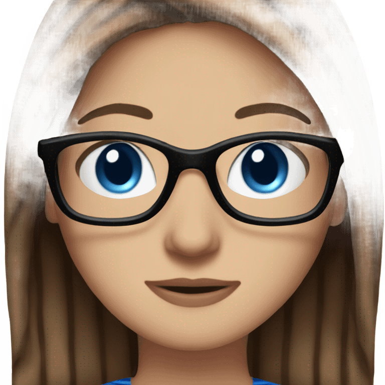 beautiful woman, long straight brown hair, blue eyes, striped knit sweater, with glasses emoji