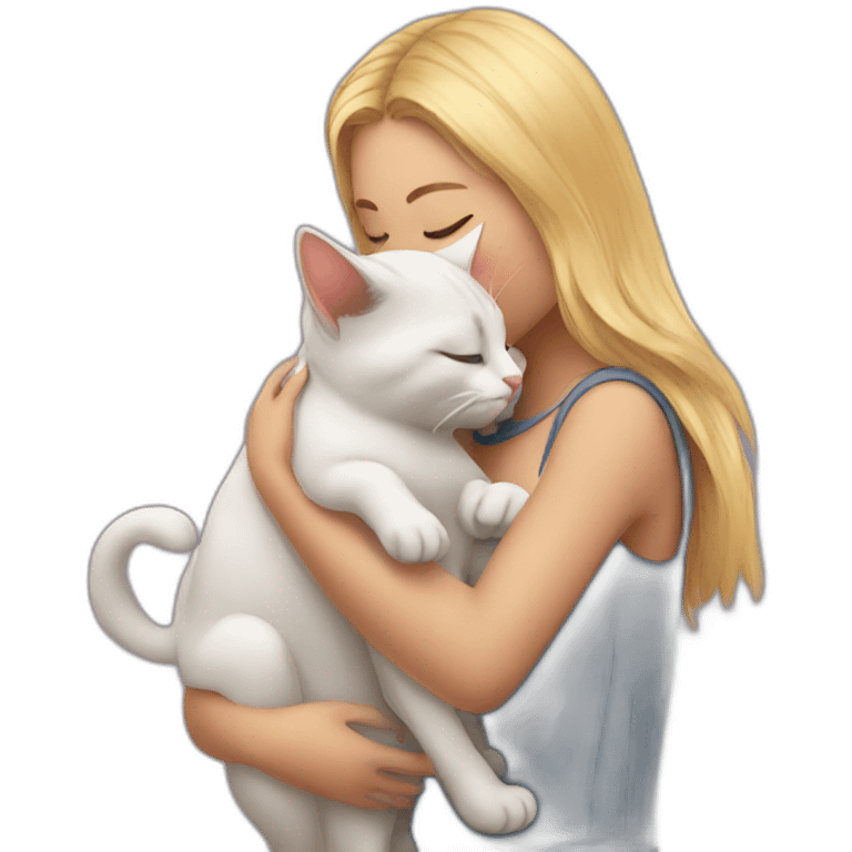 Girl kissing three cats emoji