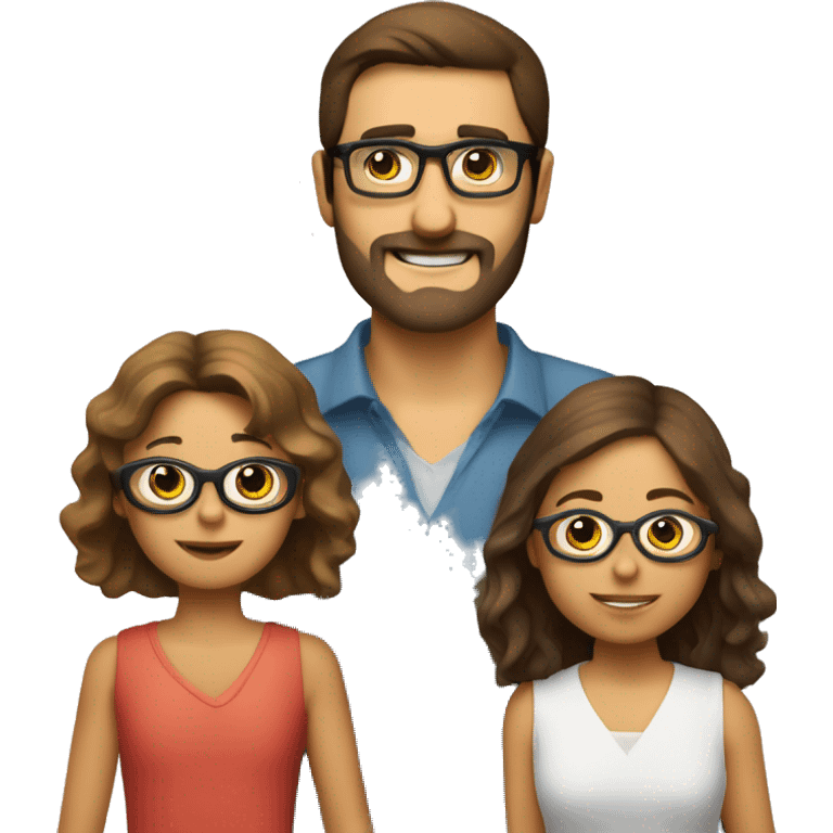 Familia de padre rubio con gafas, madre de pelo largo castaño y niño rubio emoji