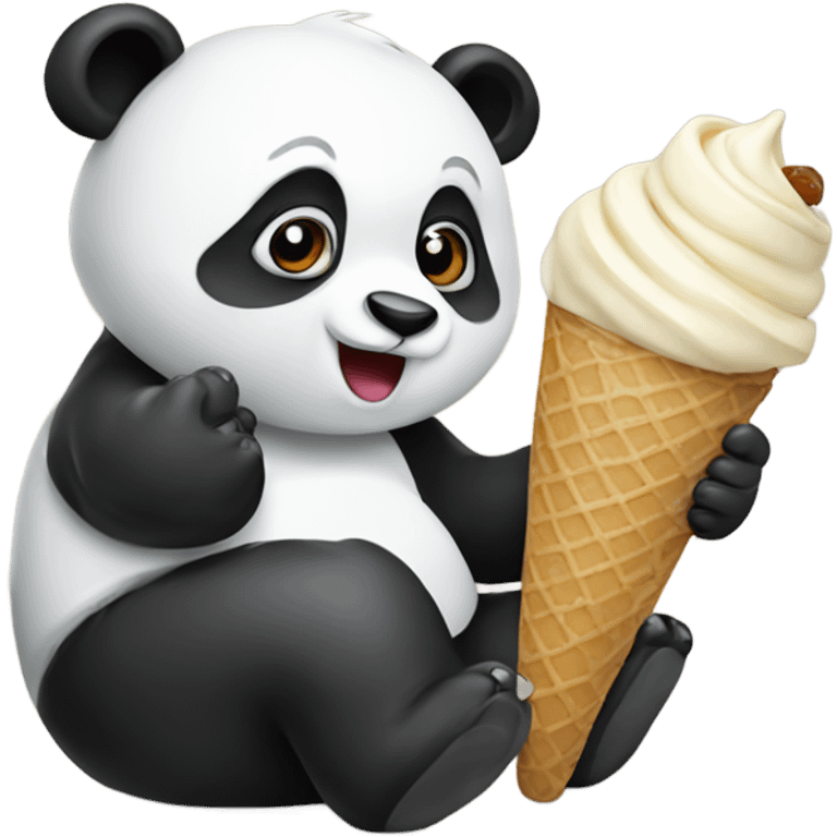 Panda eating ice cream emoji