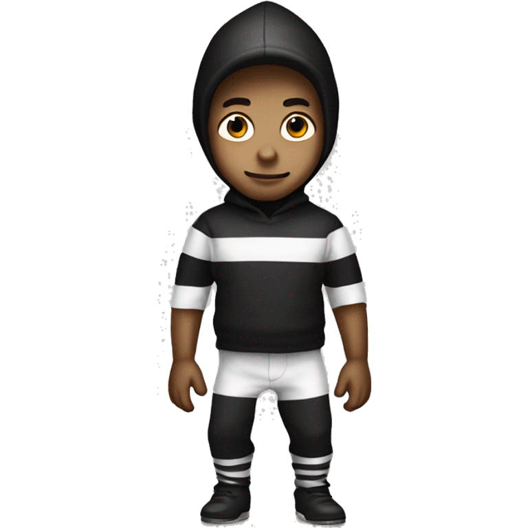  Please generate A boy burglar with Black and white striped dress emoji