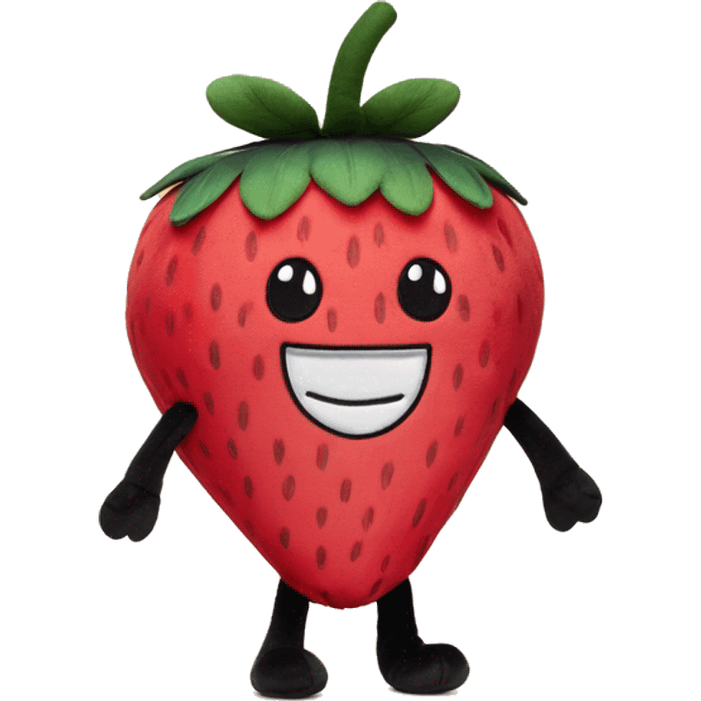 Strawberry plush with black legs and a smile like jellycat plushies emoji