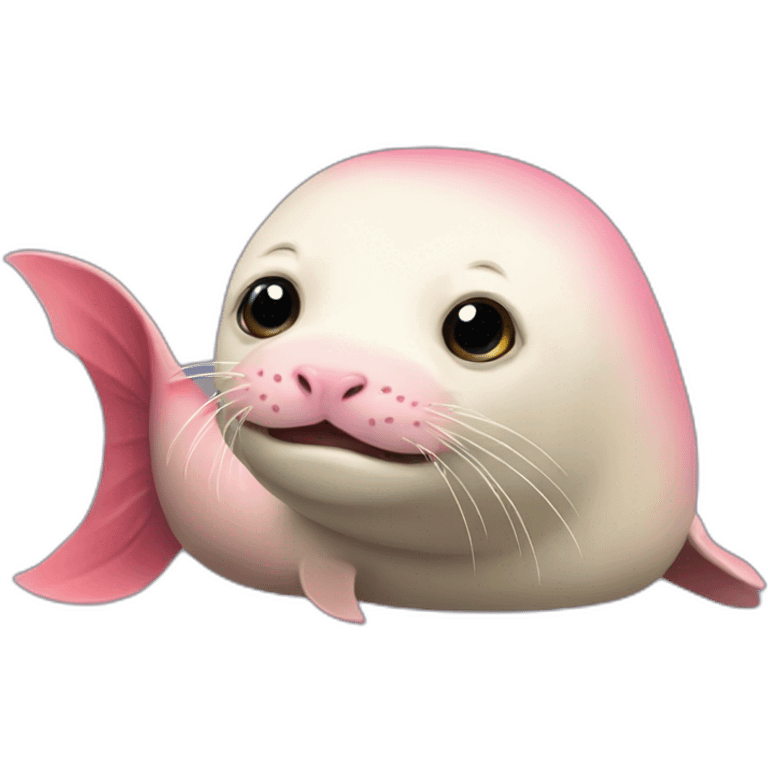 A sea lion with a axolotl emoji