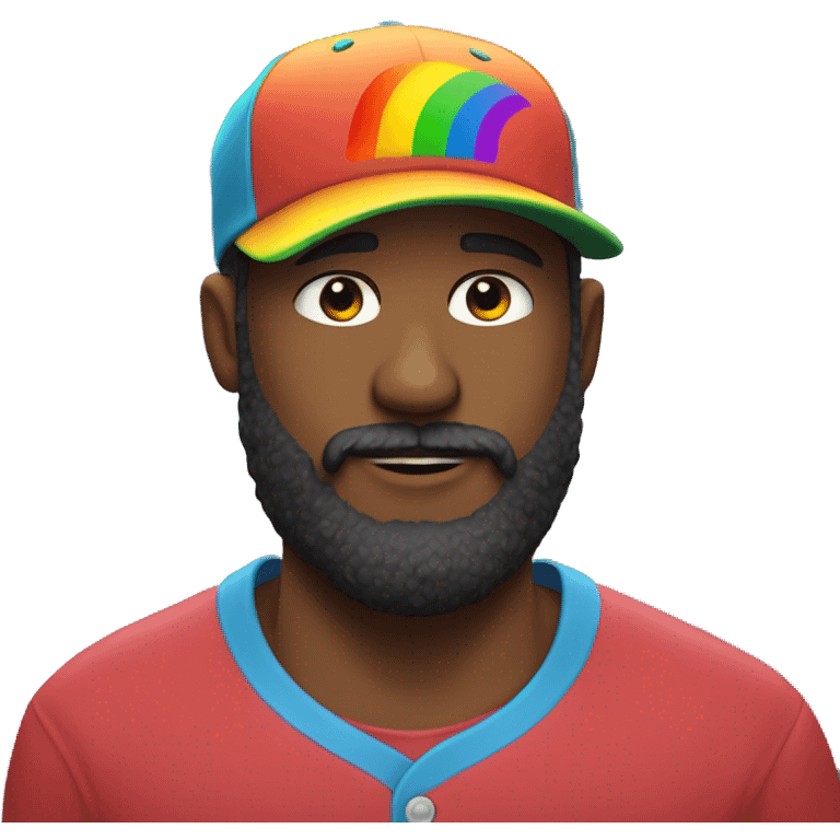 a guy with a beard and a rainbow baseball cap on emoji