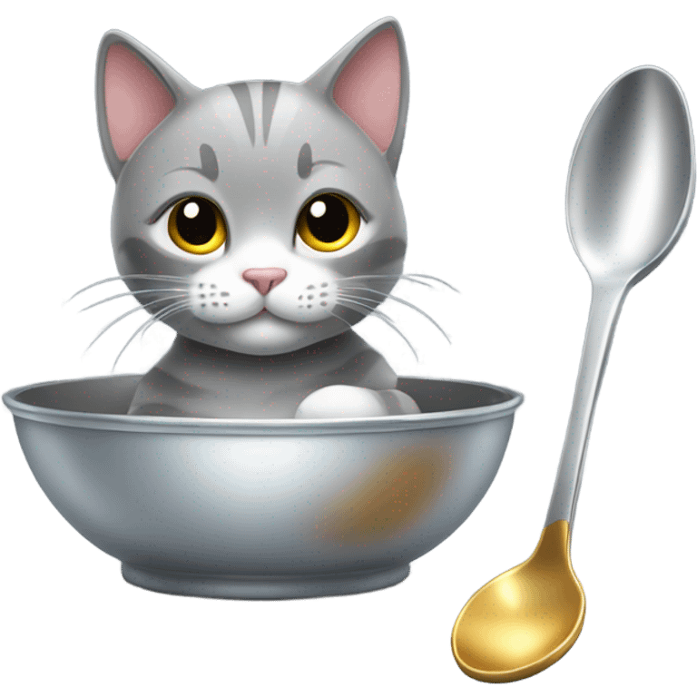 The cat and the cradle in a silver spoon  emoji