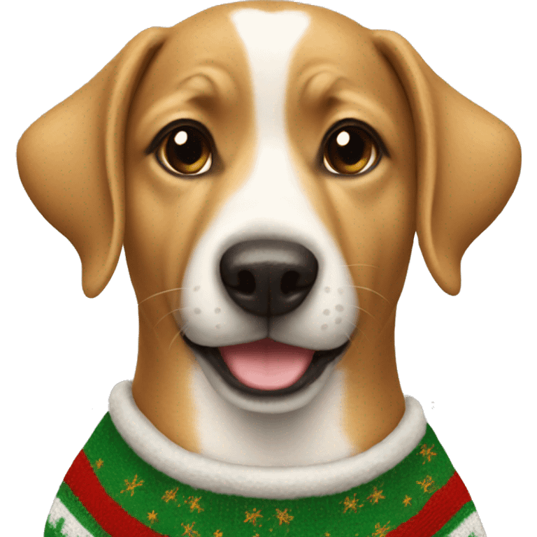 Dog wearing Christmas sweater emoji