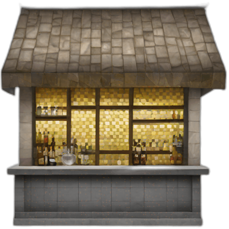 Exterior of a bar with a mosaic of tiles for the sighn  emoji