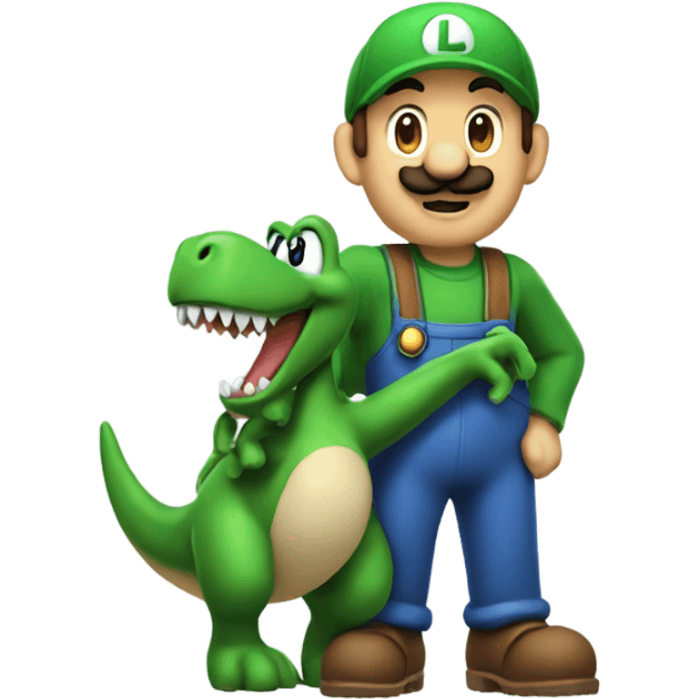 Luigi holding a dinosaur  emoji