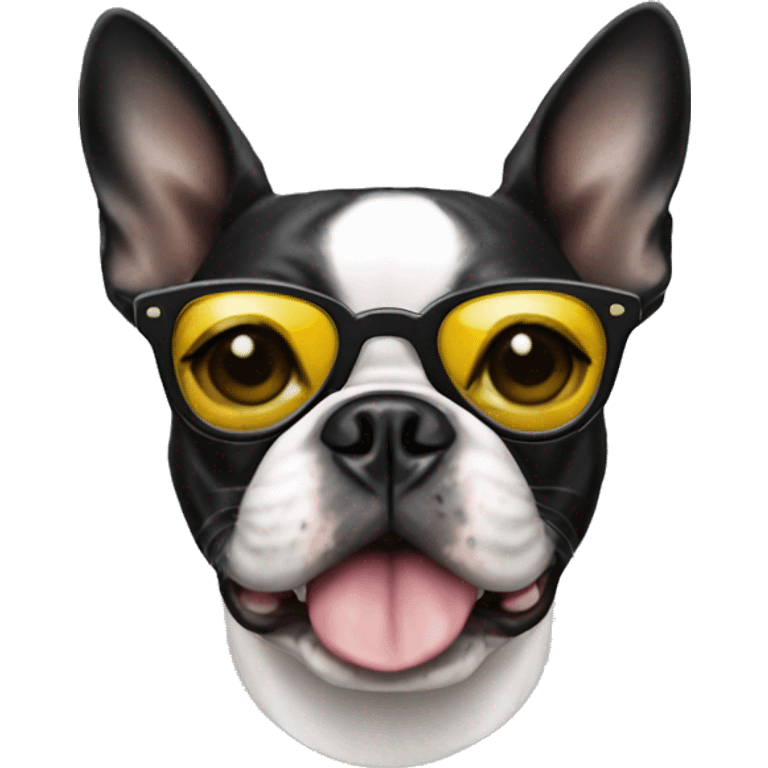 Boston terrier with sunglasses emoji