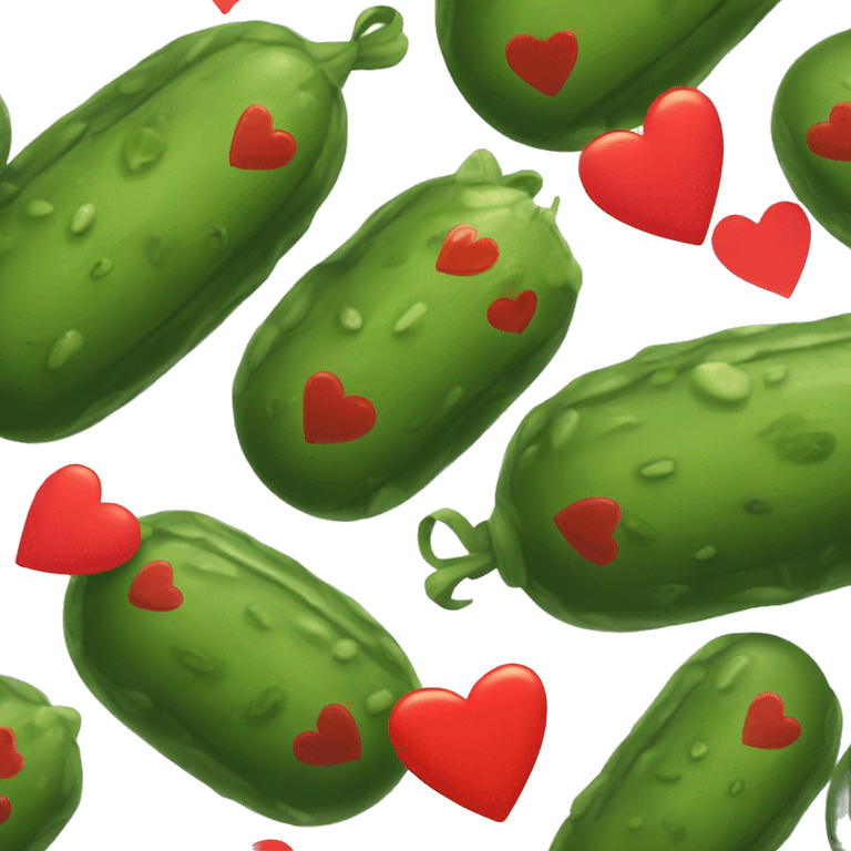 Pickle with two red hearts for eyes emoji