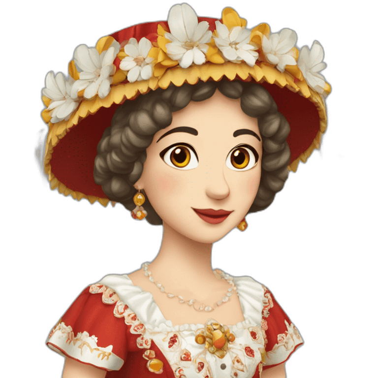 traditional Valencian dress from Valencia Spain with elaborate headdress, fallera emoji