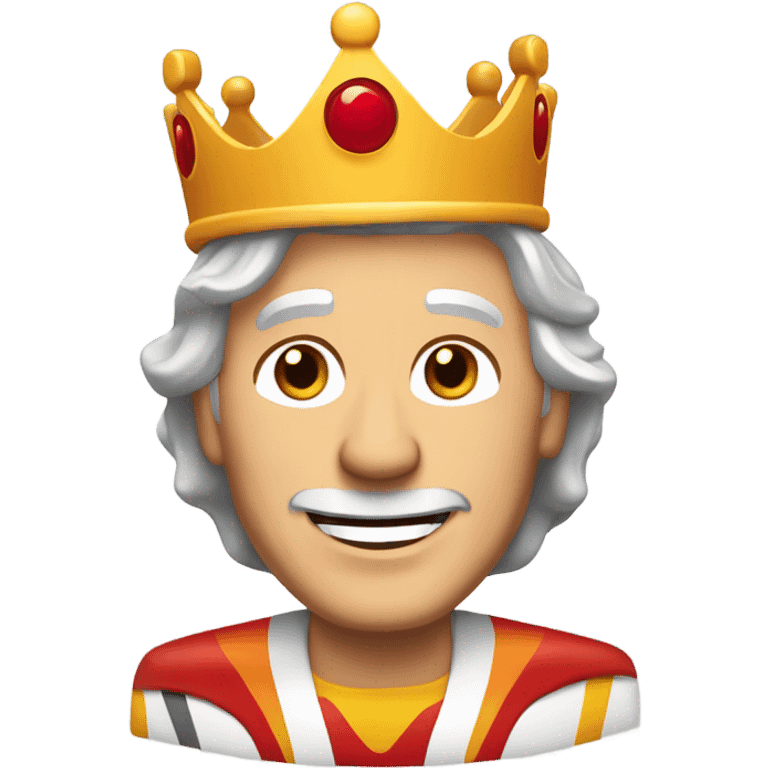 Older white guy with shoulder length grey hair in a Burger King crown smiling  emoji