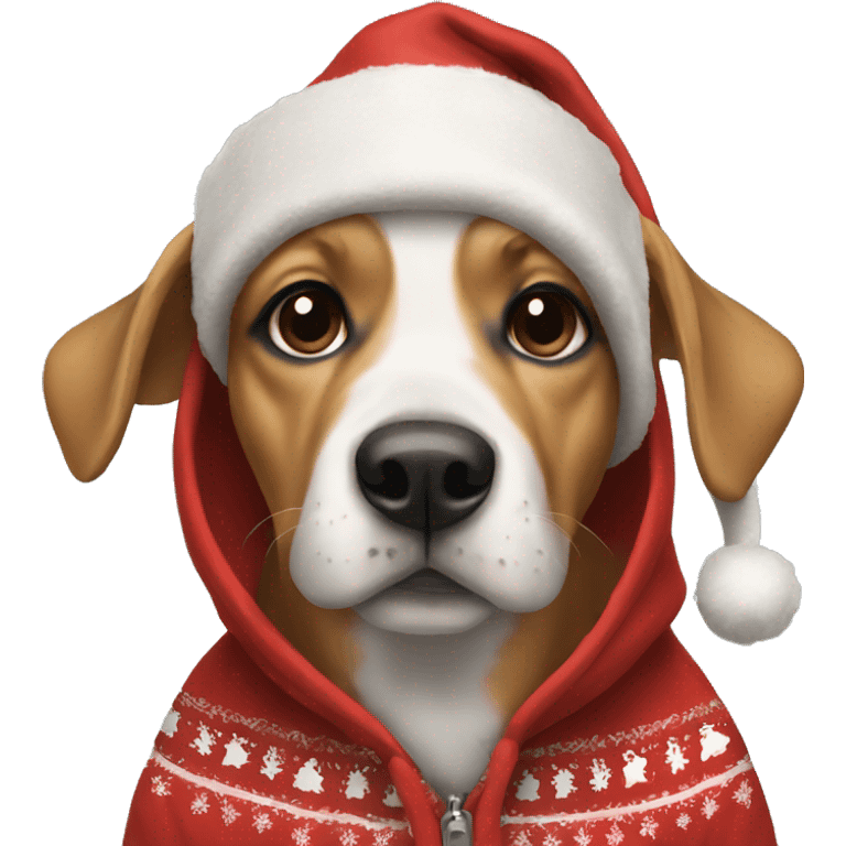 Dog wearing a Christmas hoodie emoji