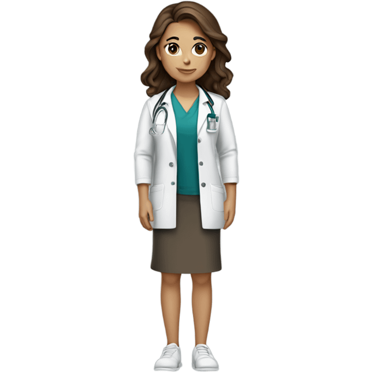 a full body medical student 20 years old girl student tan skin, brown hair emoji