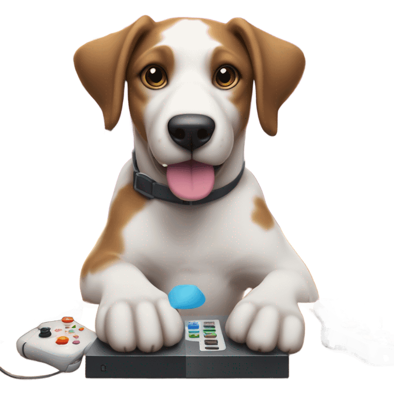 Dog playing video games emoji