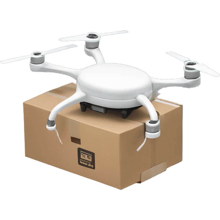 Delivery drone with a delivery box logo Nova Poshta emoji