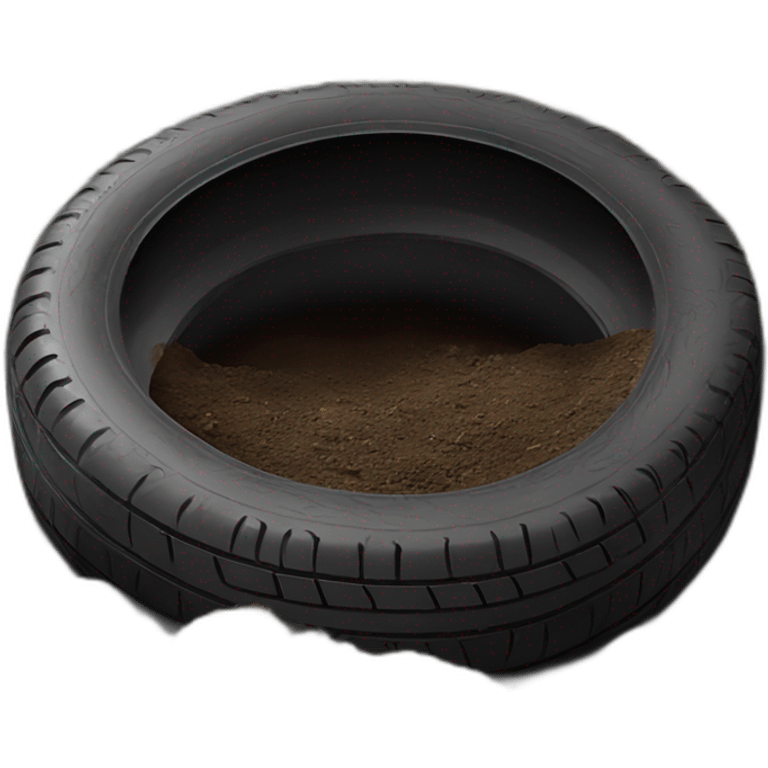 A colored tire buried in the ground emoji